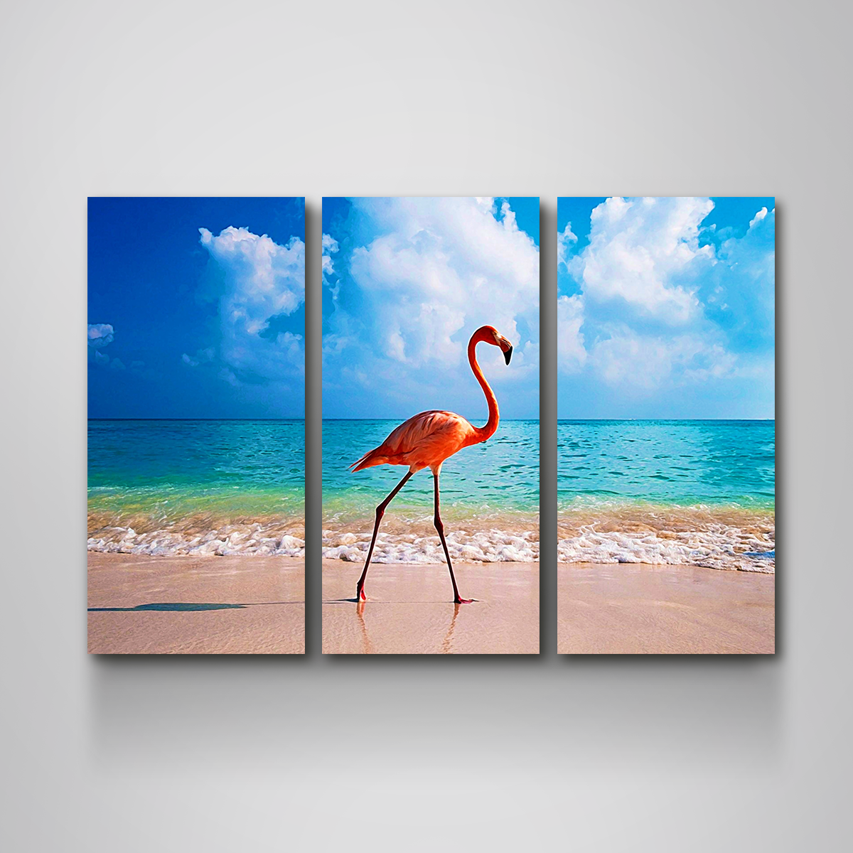 Flamingo On The Beach Canvas Set