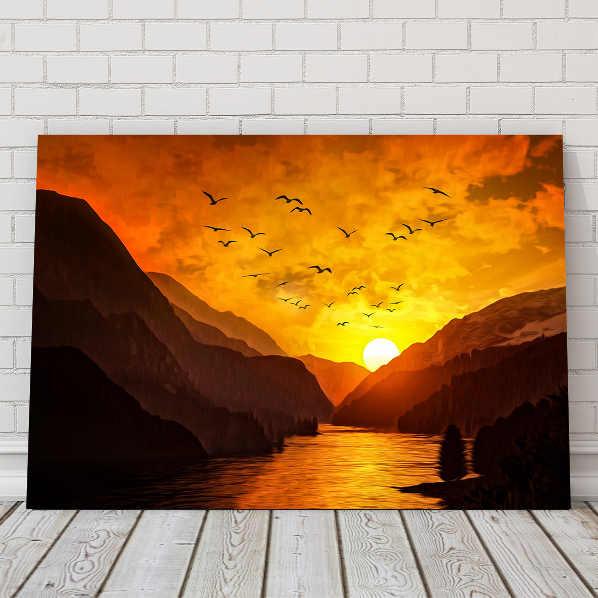 Flock at Sunset Wall Art
