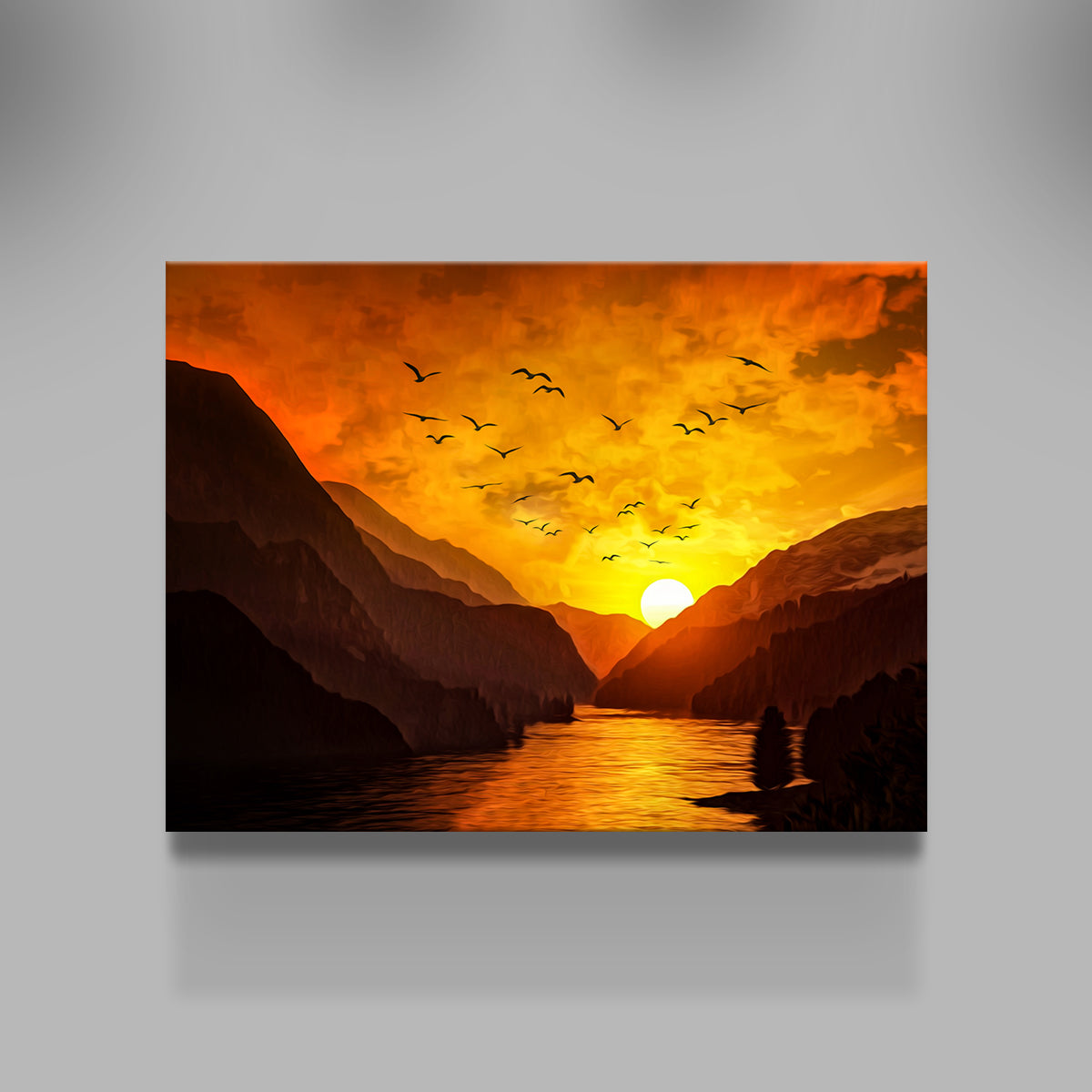 Flock at Sunset Wall Art