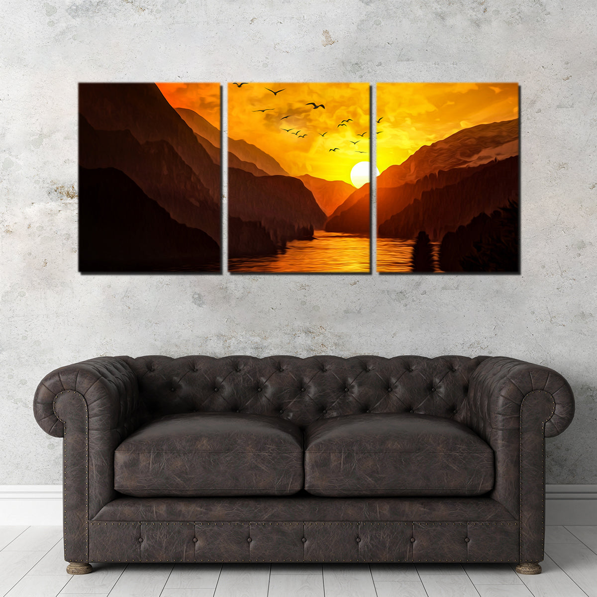Flock at Sunset Wall Art