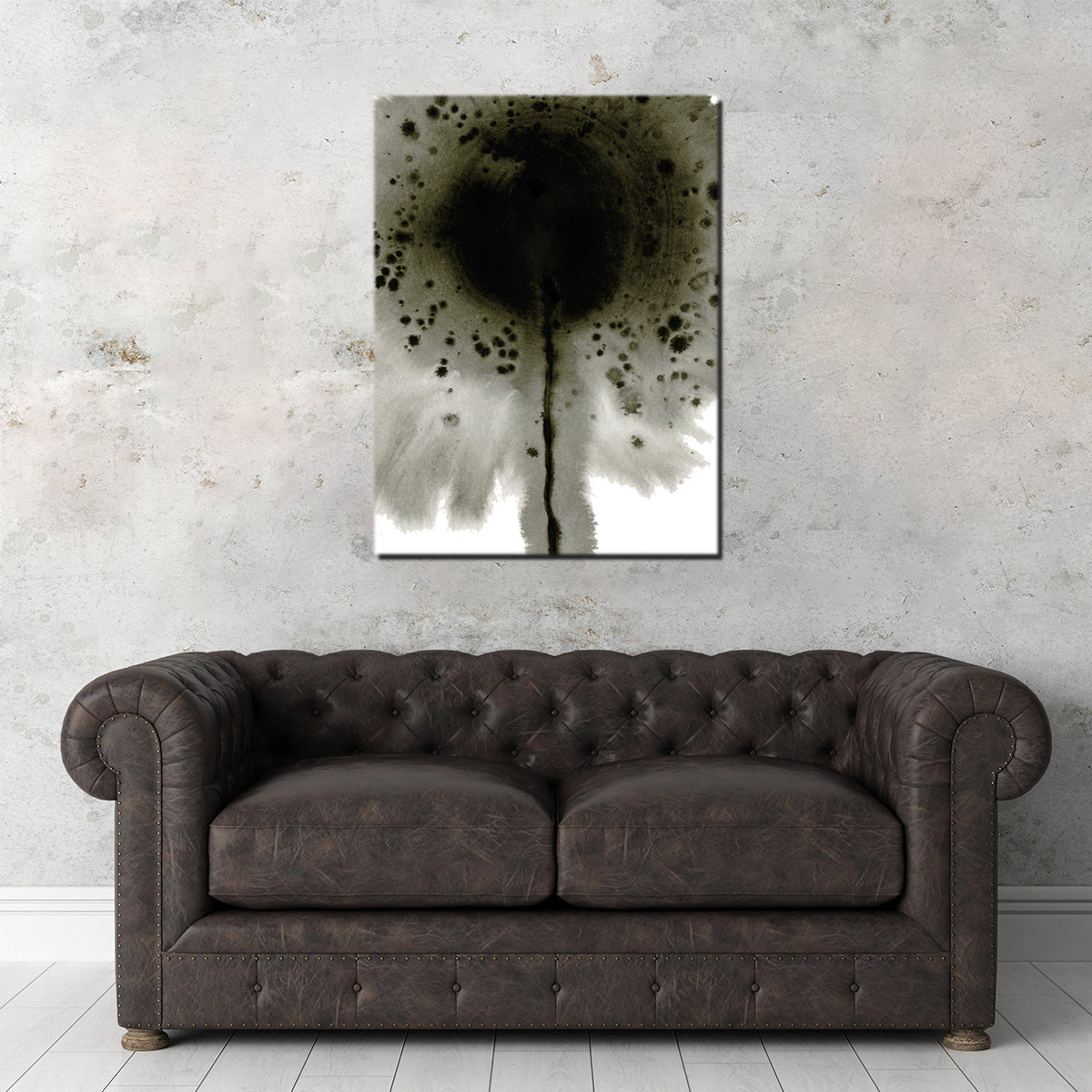 Flower Grey Spatter Wall Art