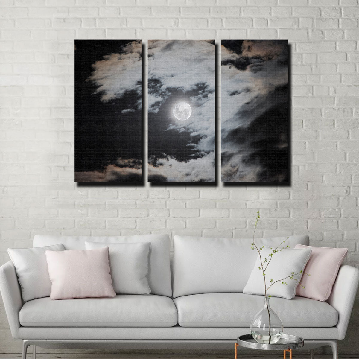 Full Moon Behind Clouds Wall Art