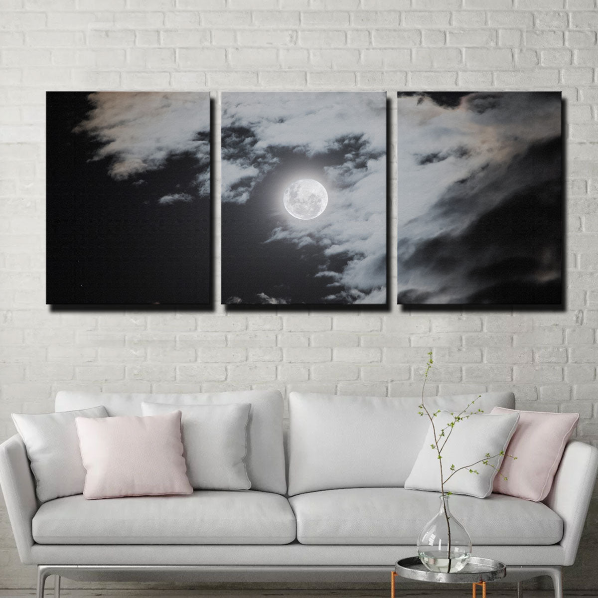 Full Moon Behind Clouds Wall Art