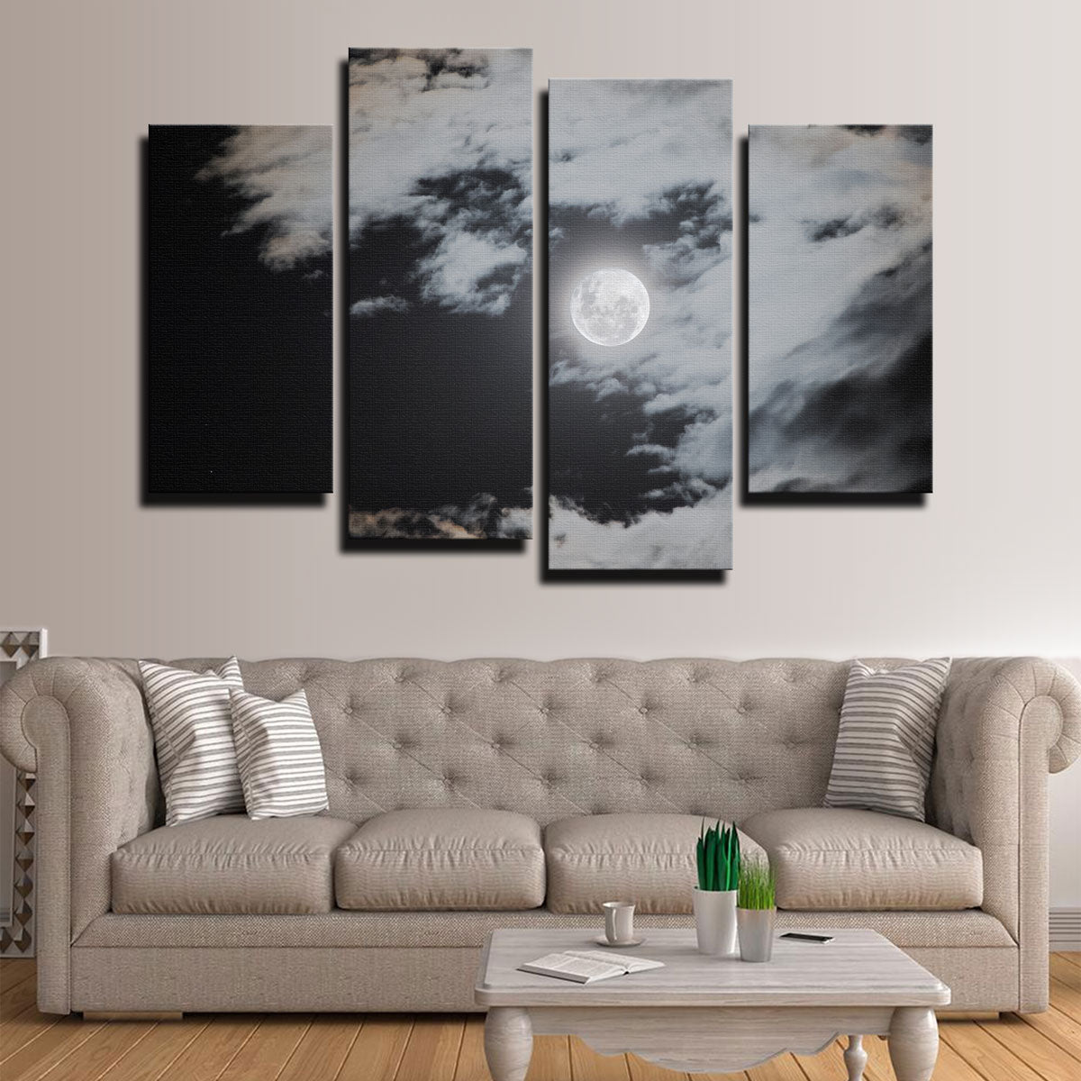 Full Moon Behind Clouds Wall Art