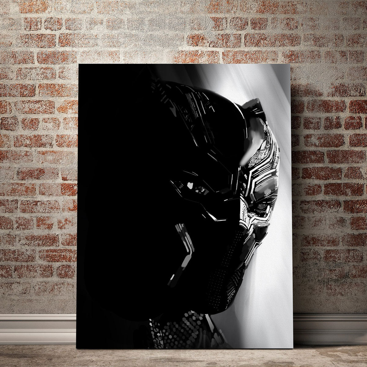 Grayscale Black Panther Wall Art