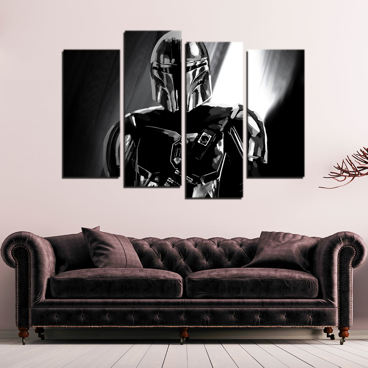 Grayscale Bounty Hunter Wall Art