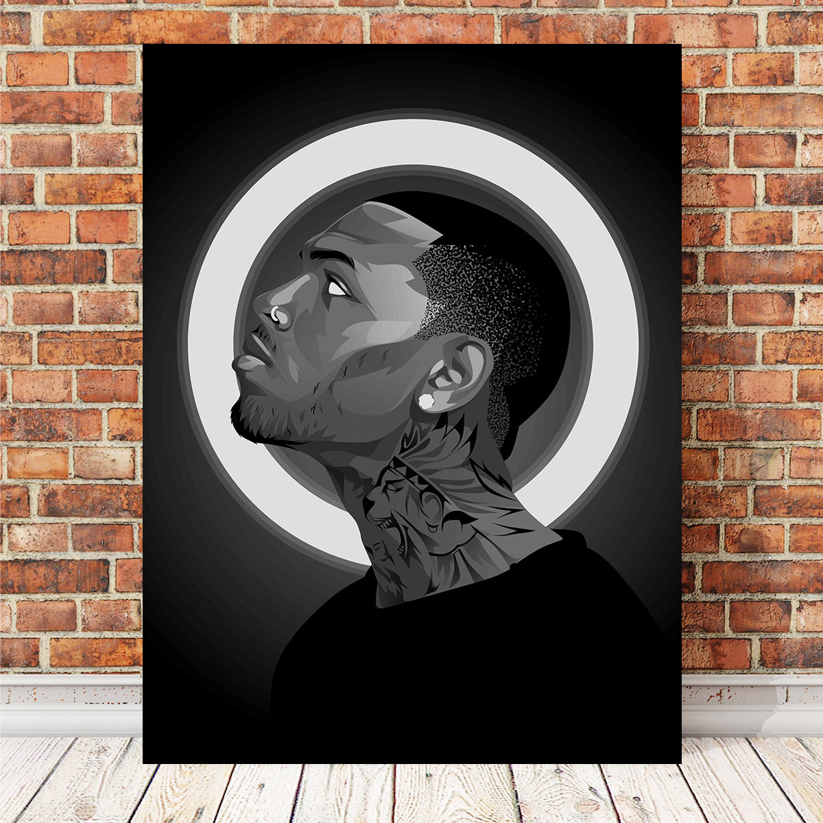 Grayscale Chris Brown Wall Art