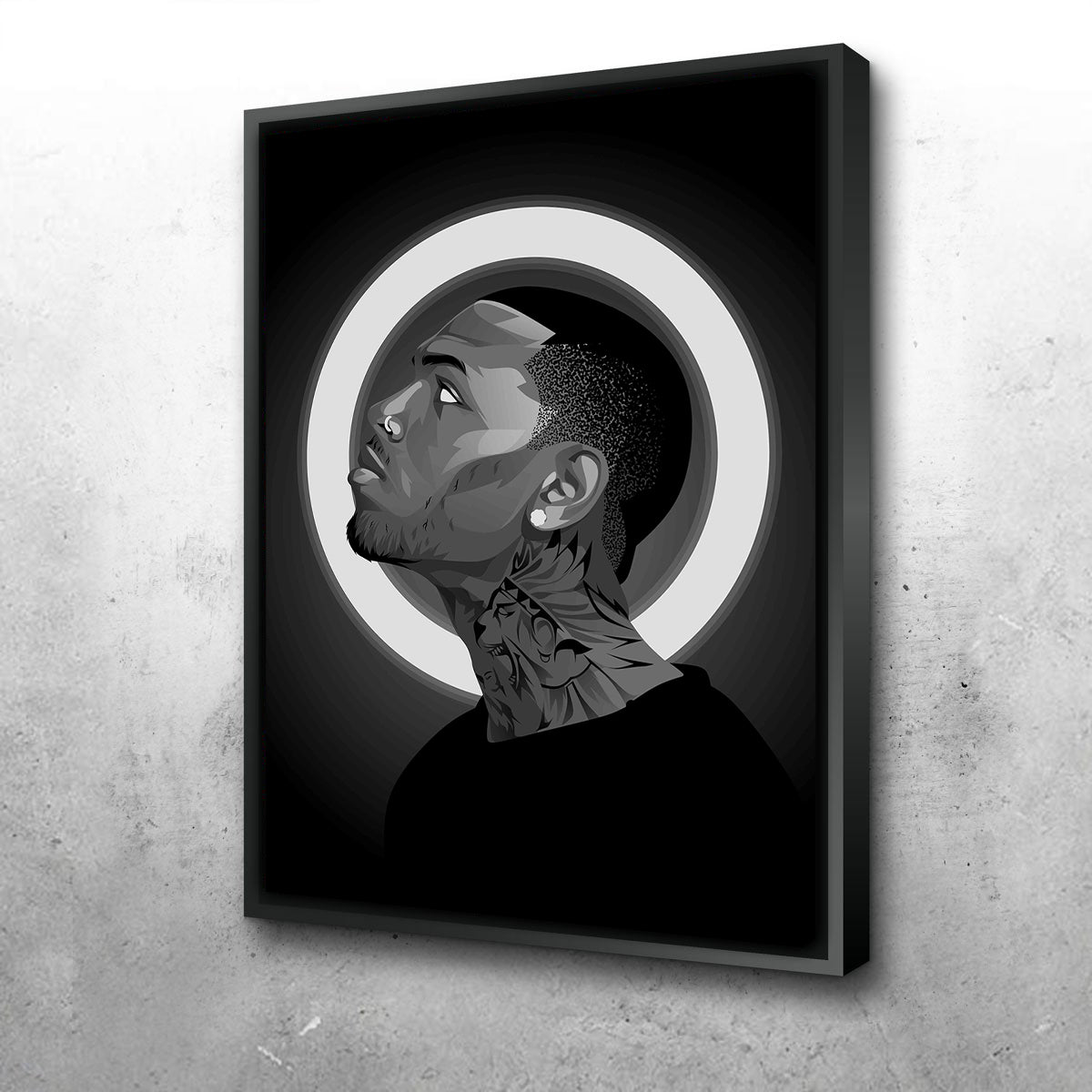 Grayscale Chris Brown Wall Art