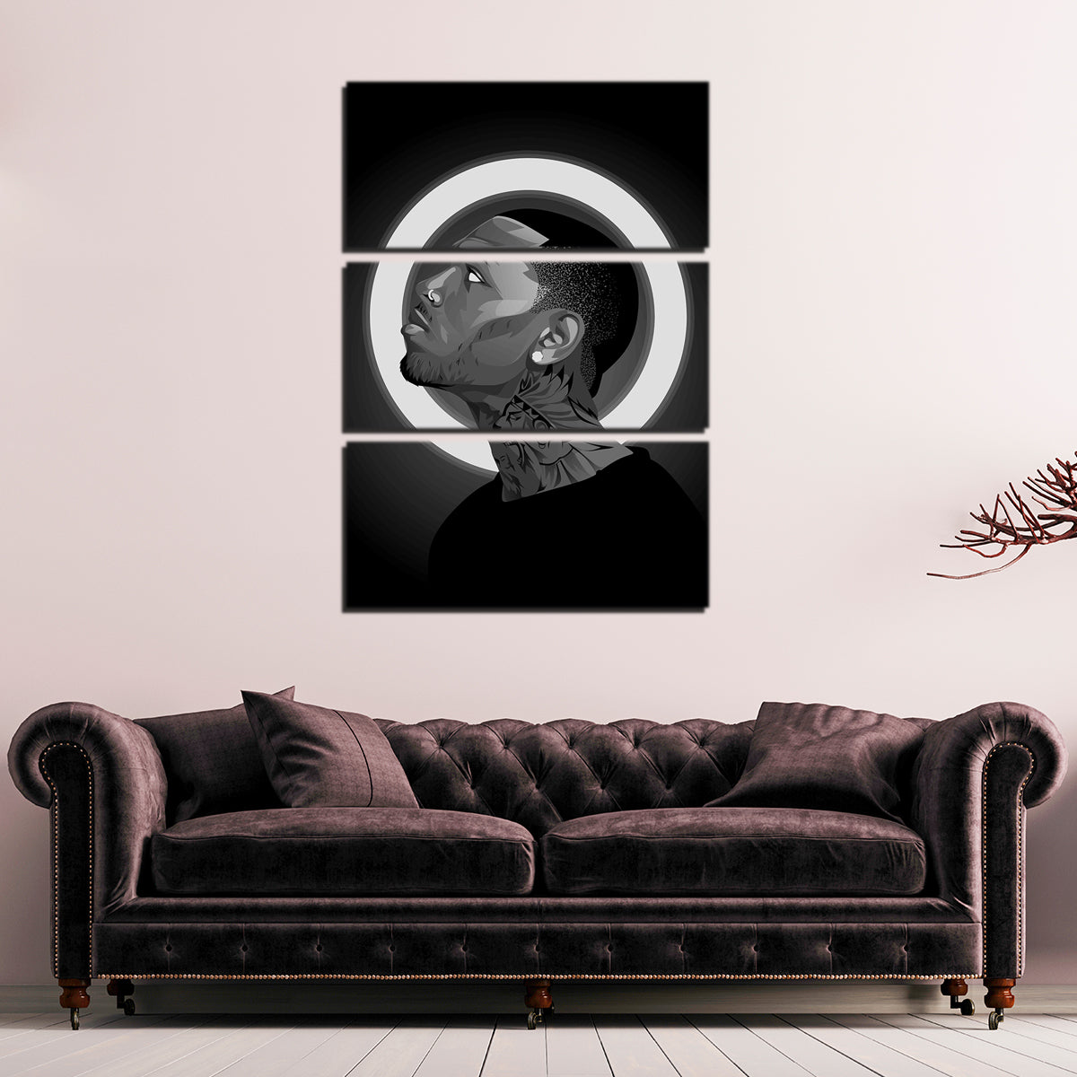 Grayscale Chris Brown Wall Art