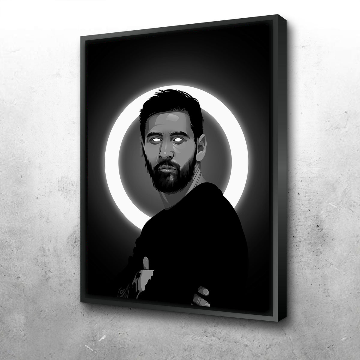 Grayscale Lionel Messi Wall Art