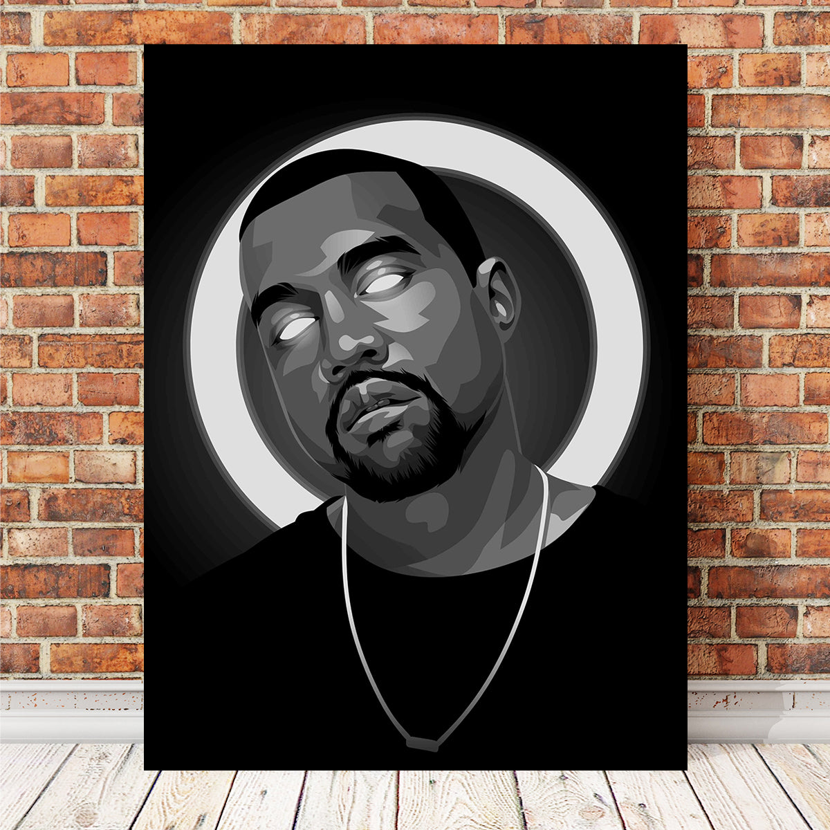 Grayscale Kanye West Wall Art
