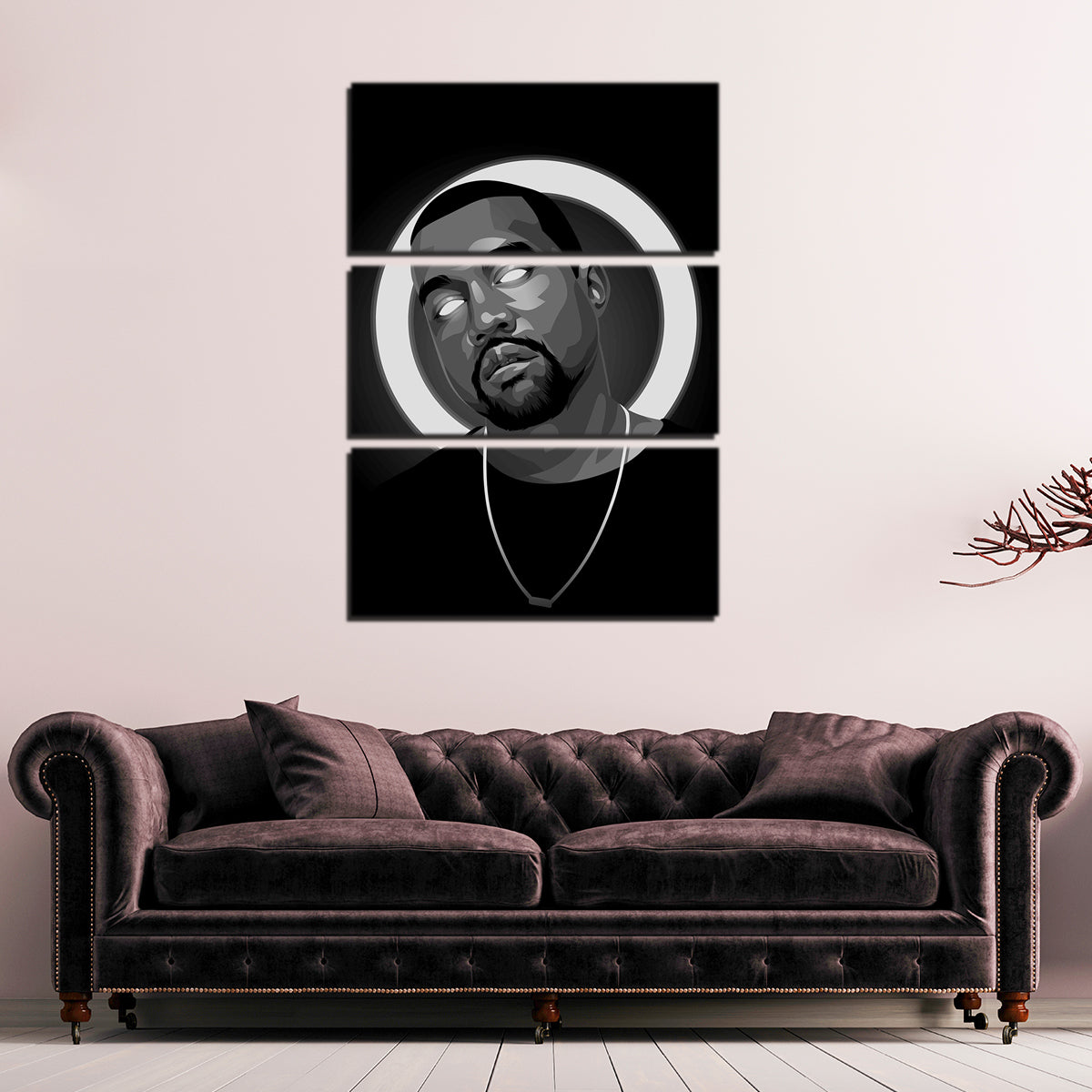 Grayscale Kanye West Wall Art