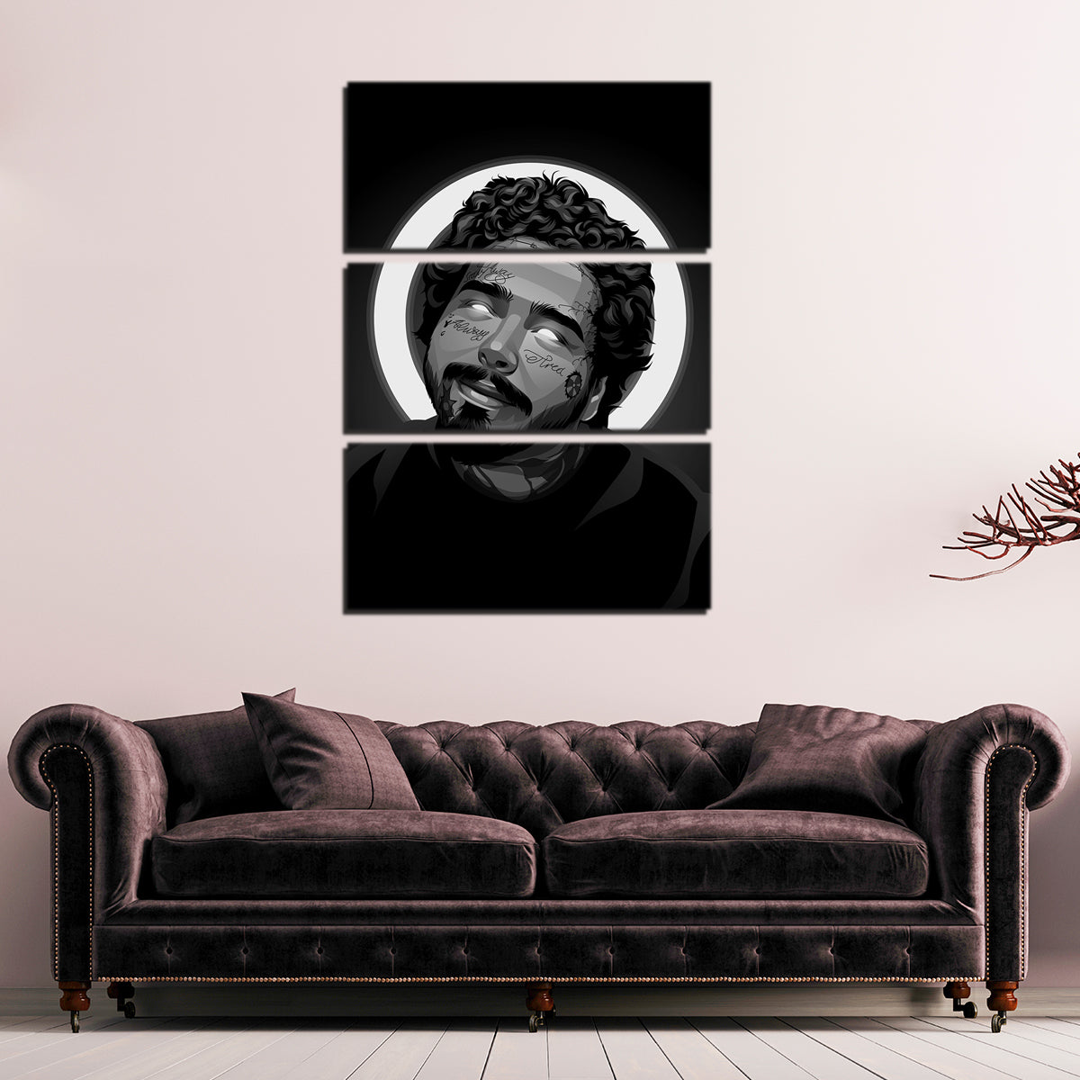 Grayscale Post Malone Wall Art