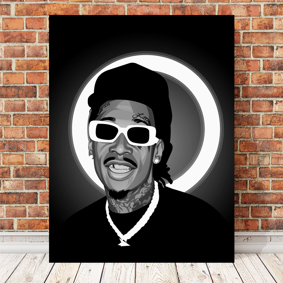 Grayscale Wiz Khalifa Wall Art