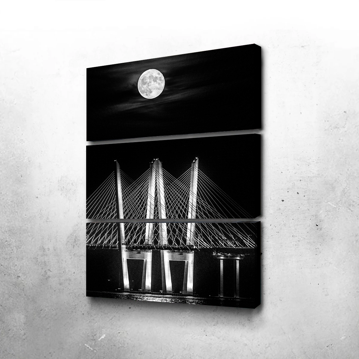 Grayscale Buck Moon Rising Wall Art