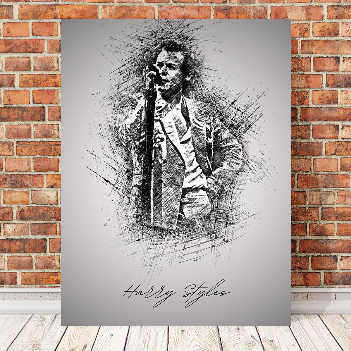 Harry Styles with mic Wall Art