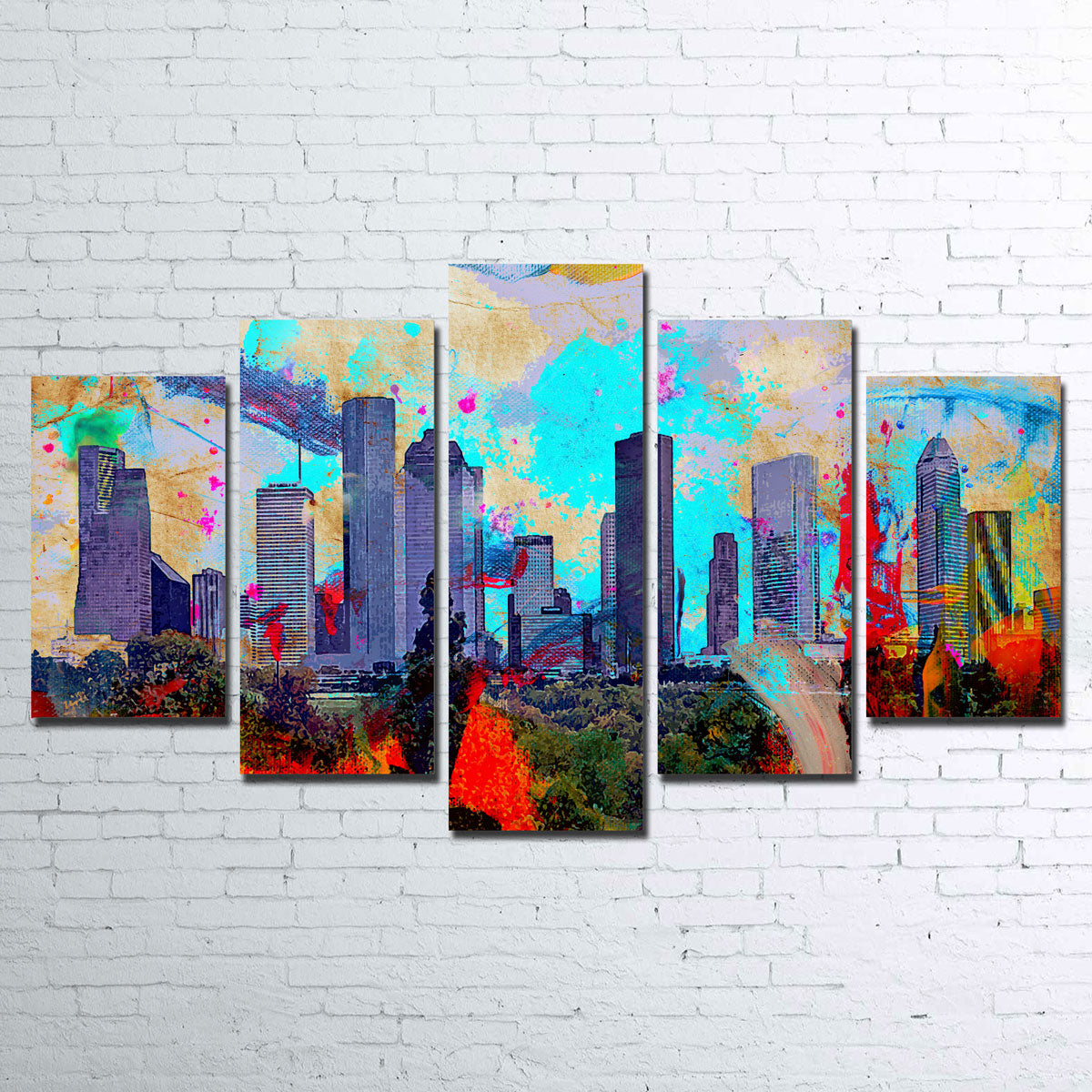 Abstract Houston Skyline Canvas Set