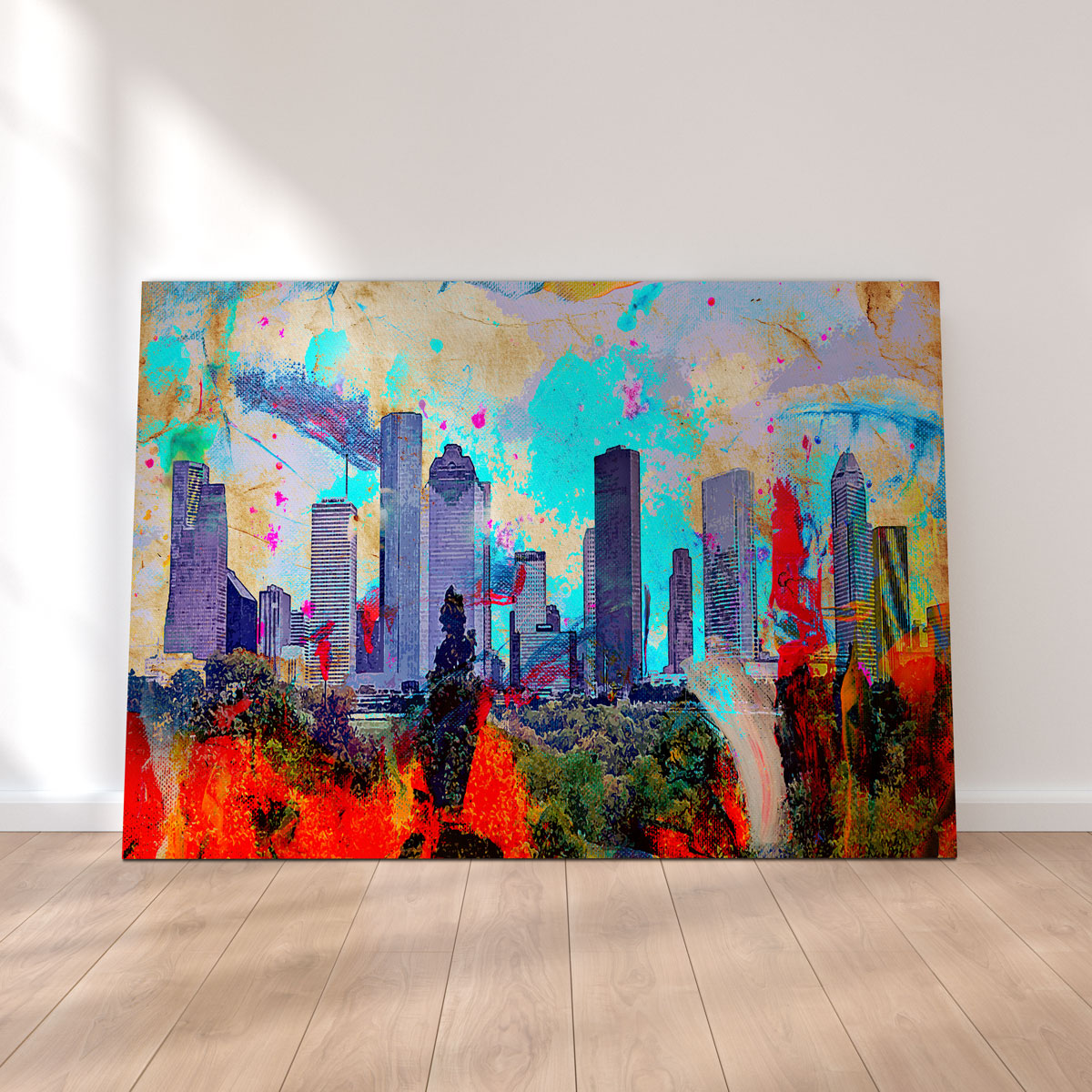 Abstract Houston Skyline Canvas Set