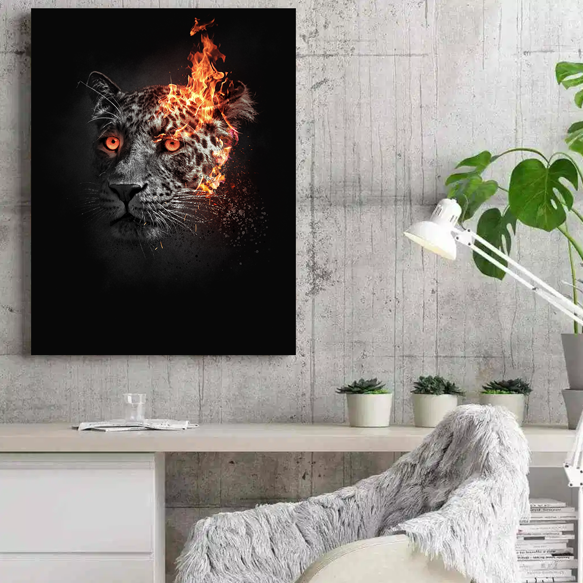 Jaguar on Fire Wall Art