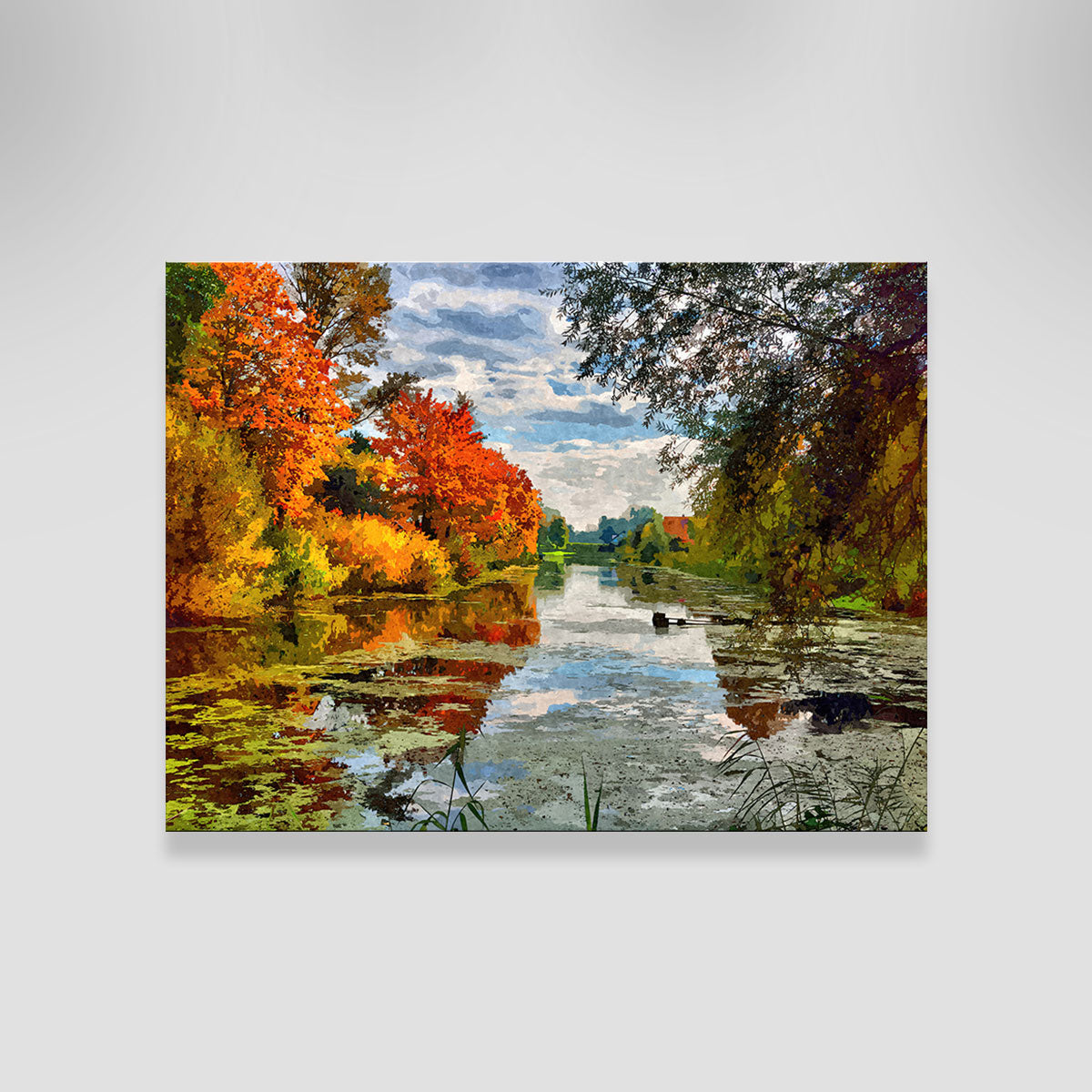 Lakeside Autumn Trees Wall Art