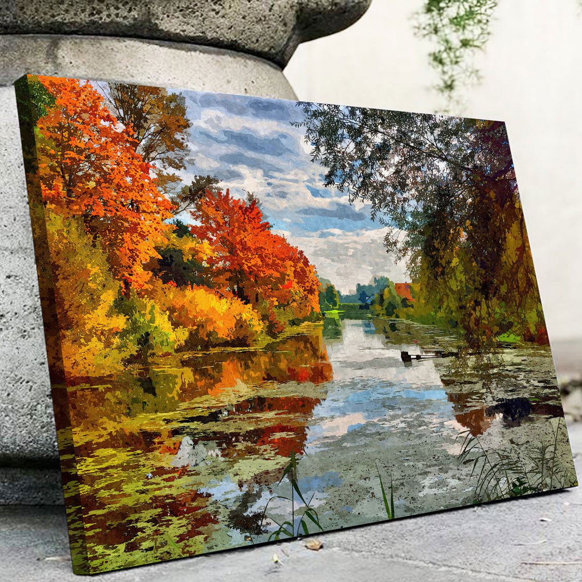 Lakeside Autumn Trees Wall Art
