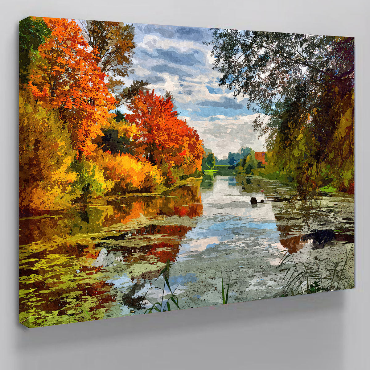 Lakeside Autumn Trees Wall Art