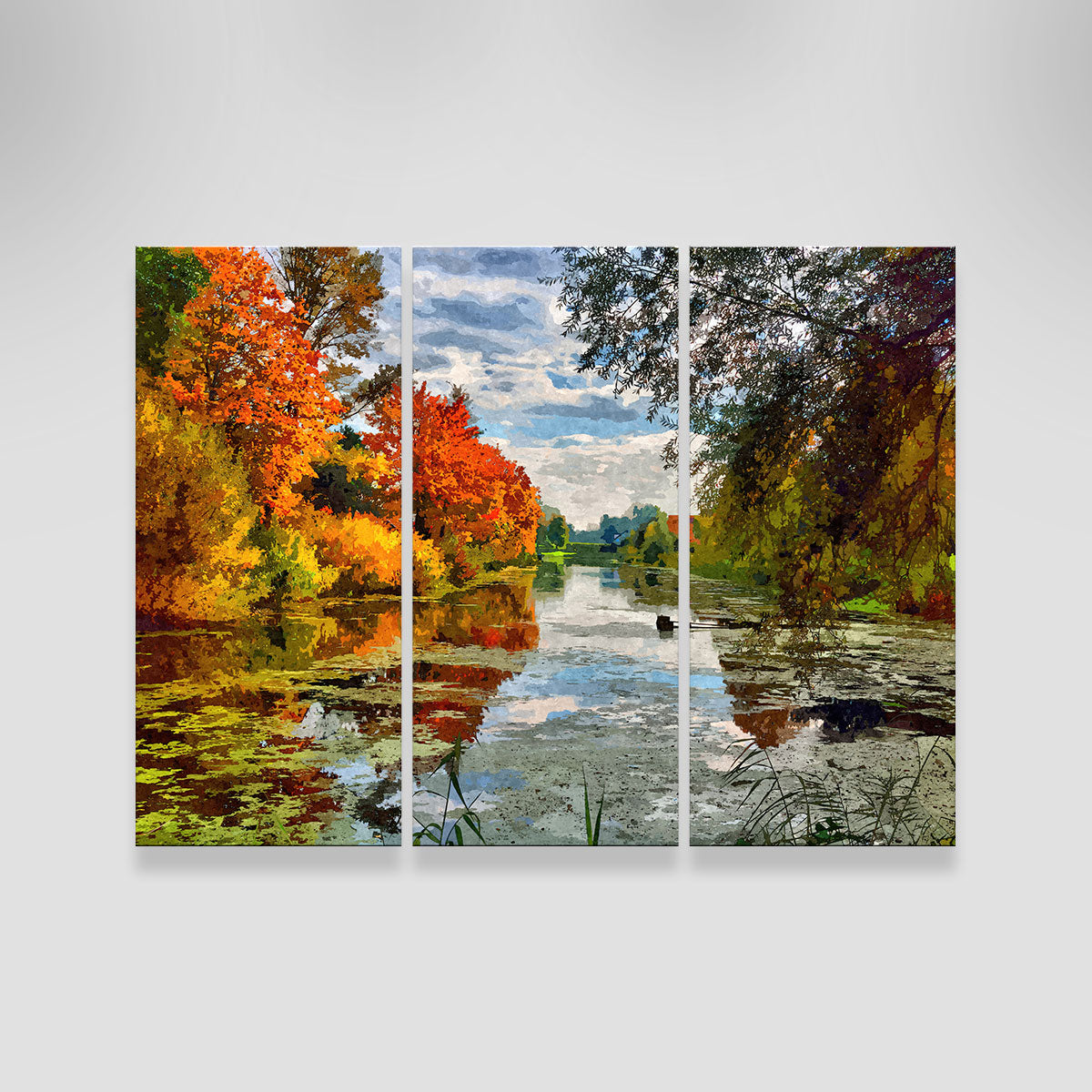 Lakeside Autumn Trees Wall Art