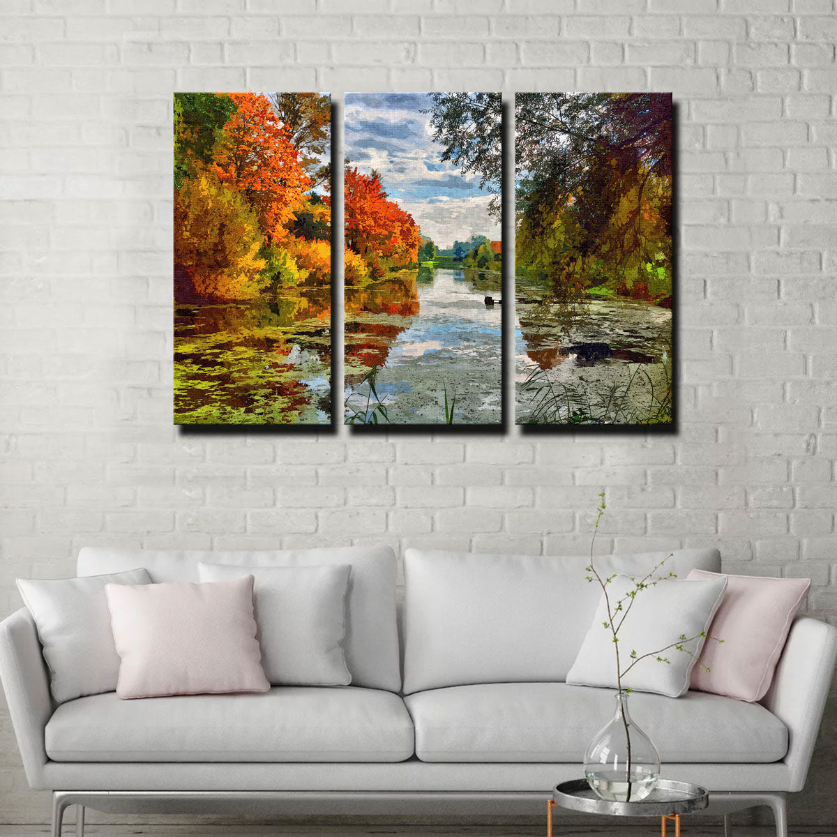 Lakeside Autumn Trees Wall Art