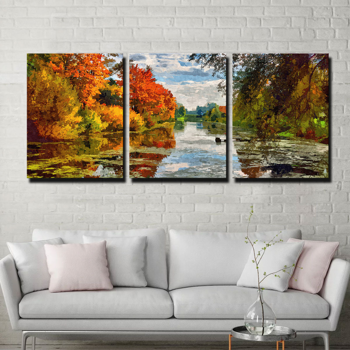 Lakeside Autumn Trees Wall Art