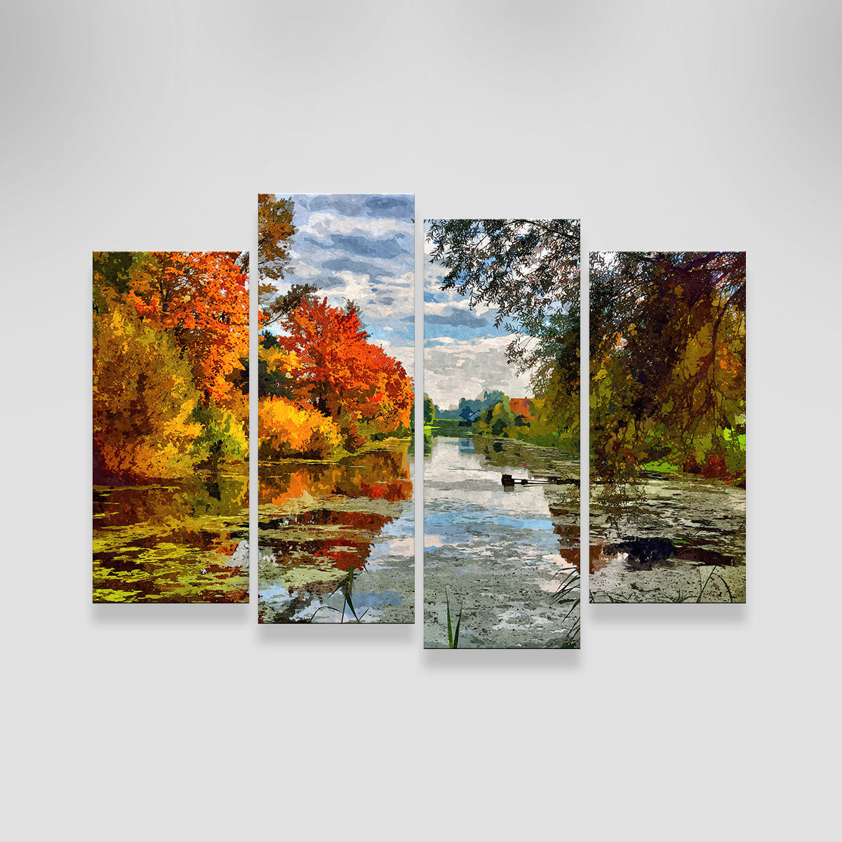Lakeside Autumn Trees Wall Art