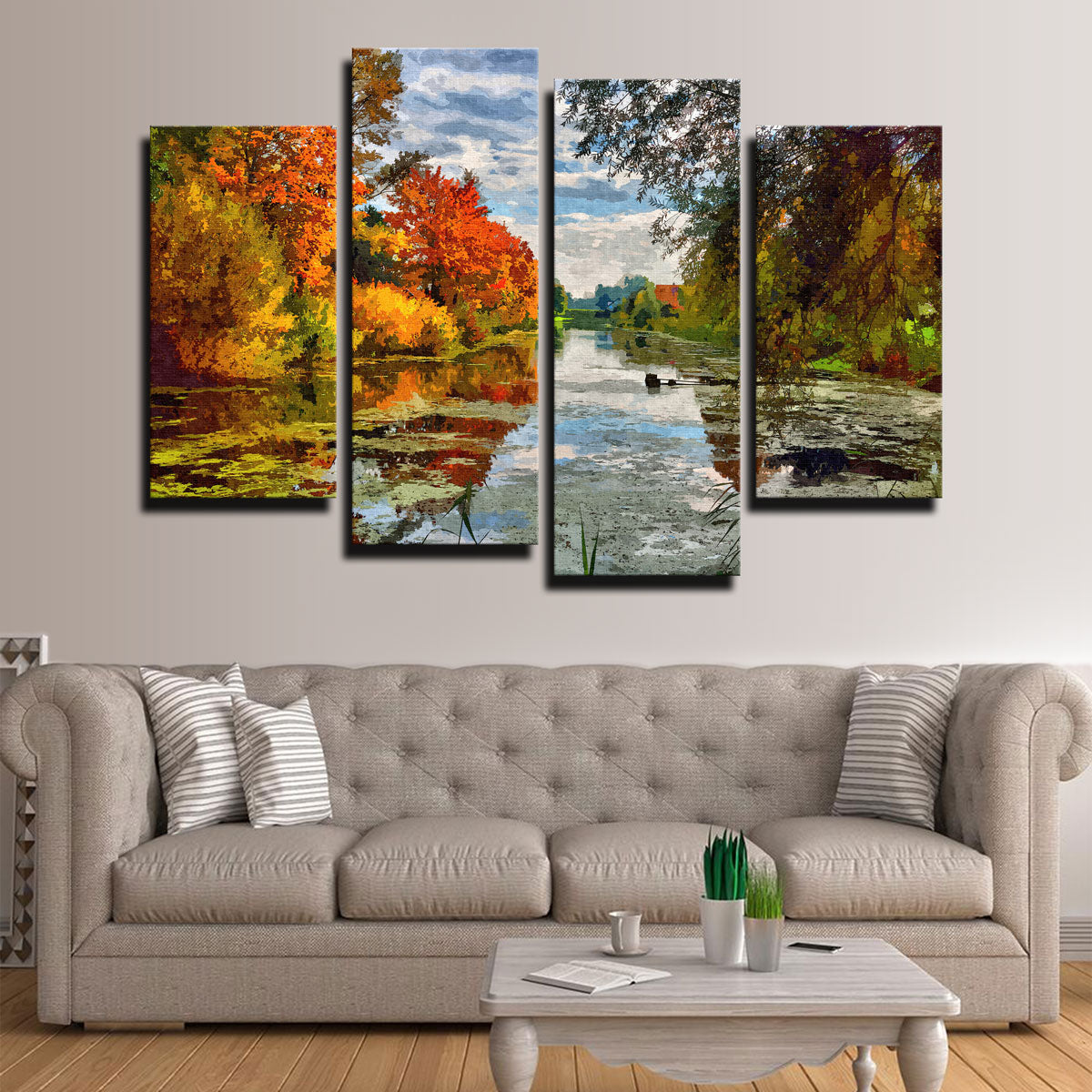 Lakeside Autumn Trees Wall Art