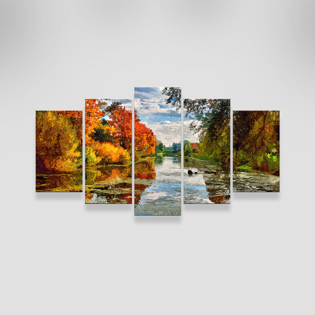 Lakeside Autumn Trees Wall Art