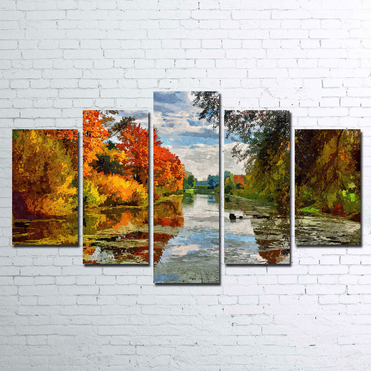 Lakeside Autumn Trees Wall Art