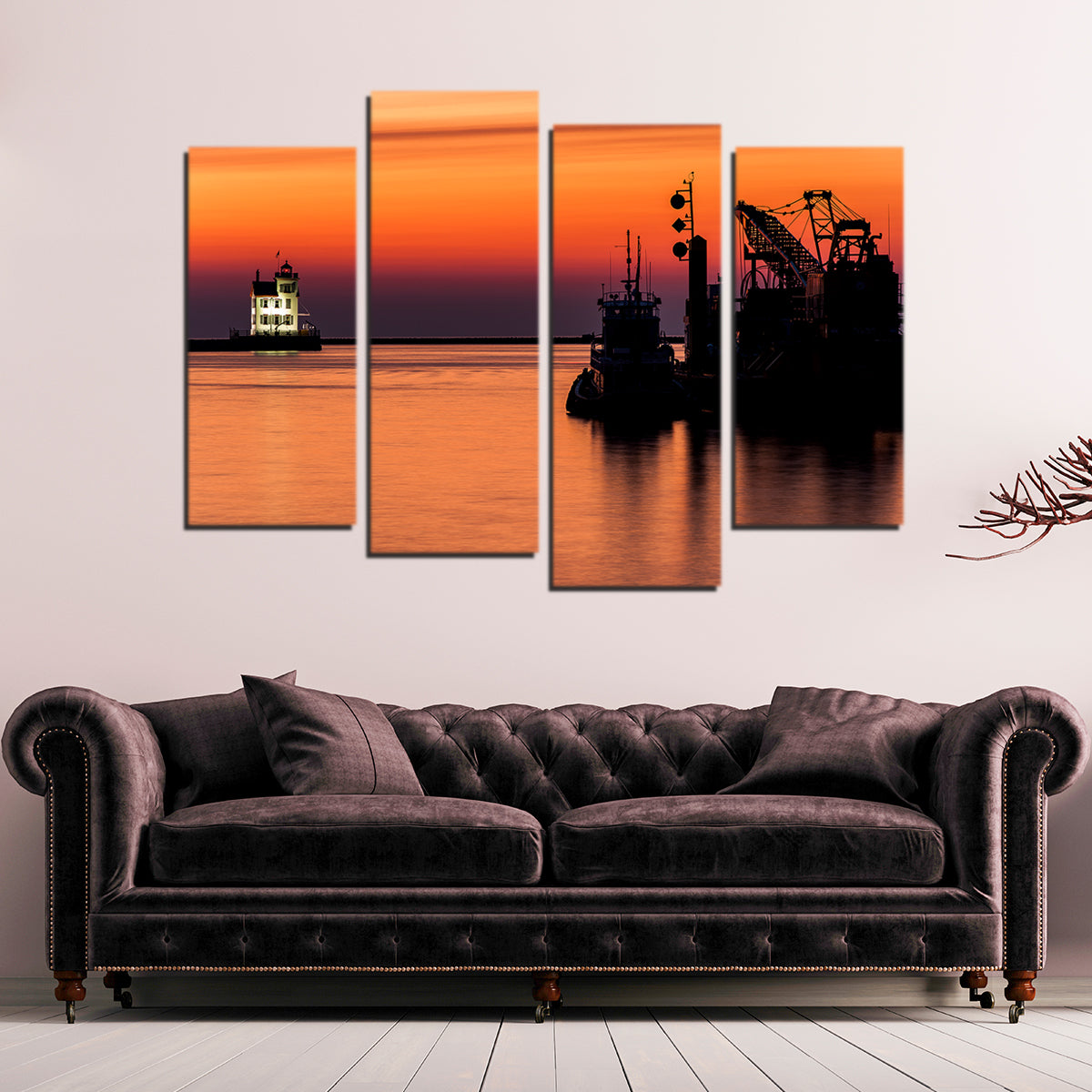 Lorain Harbor Lighthouse Sunset Wall Art
