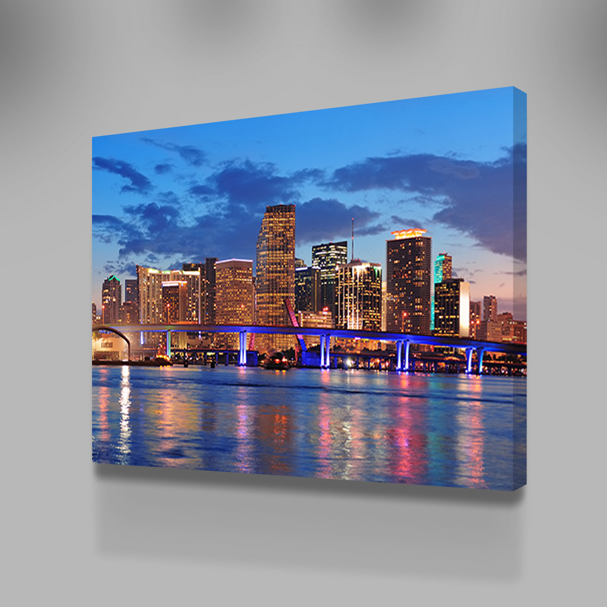 Miami Night Skyline Canvas Set