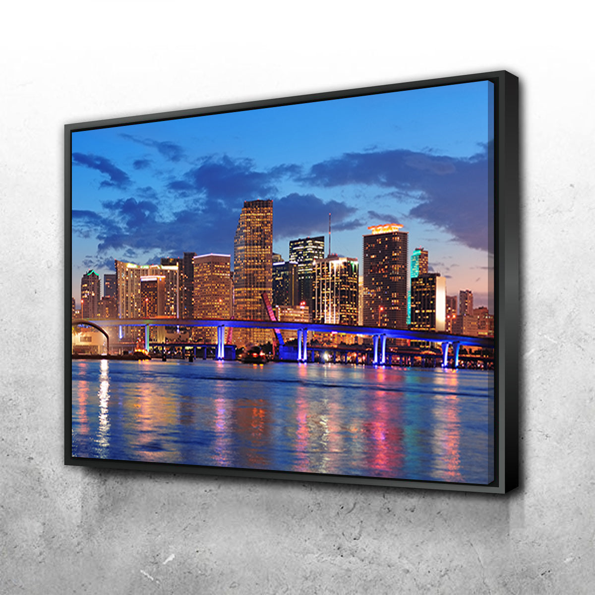 Miami Night Skyline Canvas Set