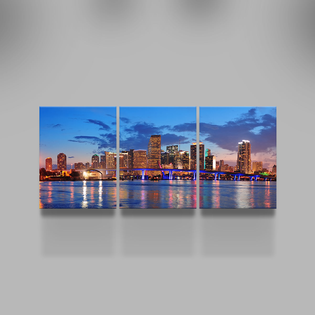 Miami Night Skyline Canvas Set