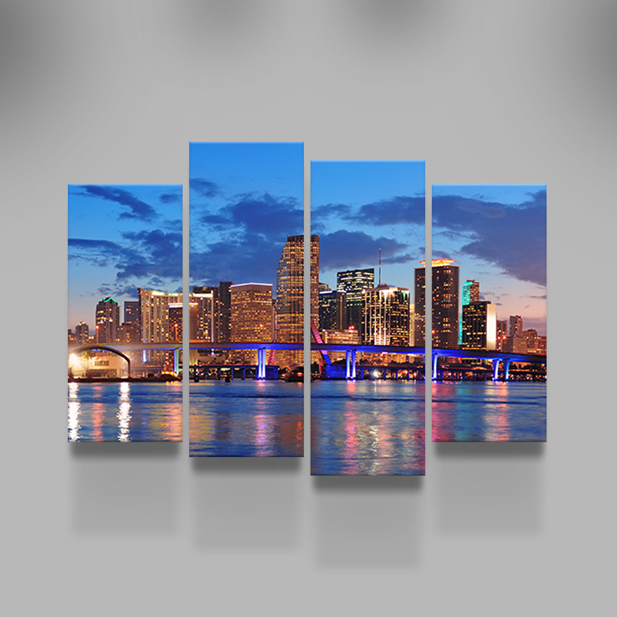 Miami Night Skyline Canvas Set