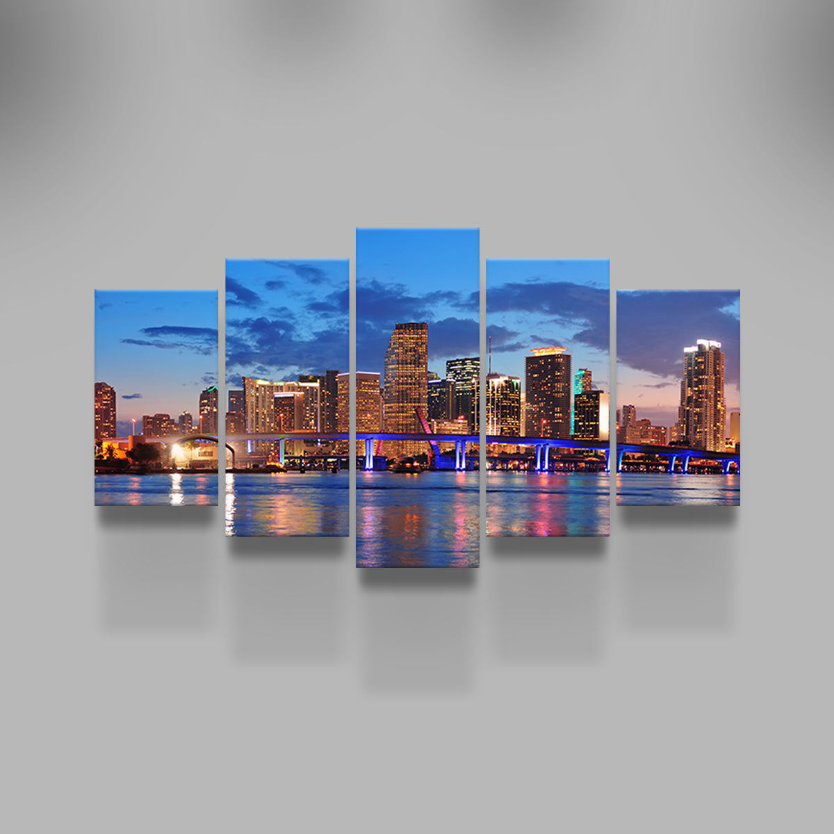 Miami Night Skyline Canvas Set