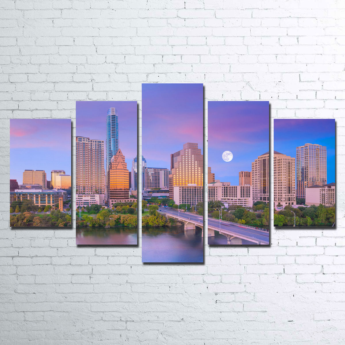 Moon Over Austin Canvas Set