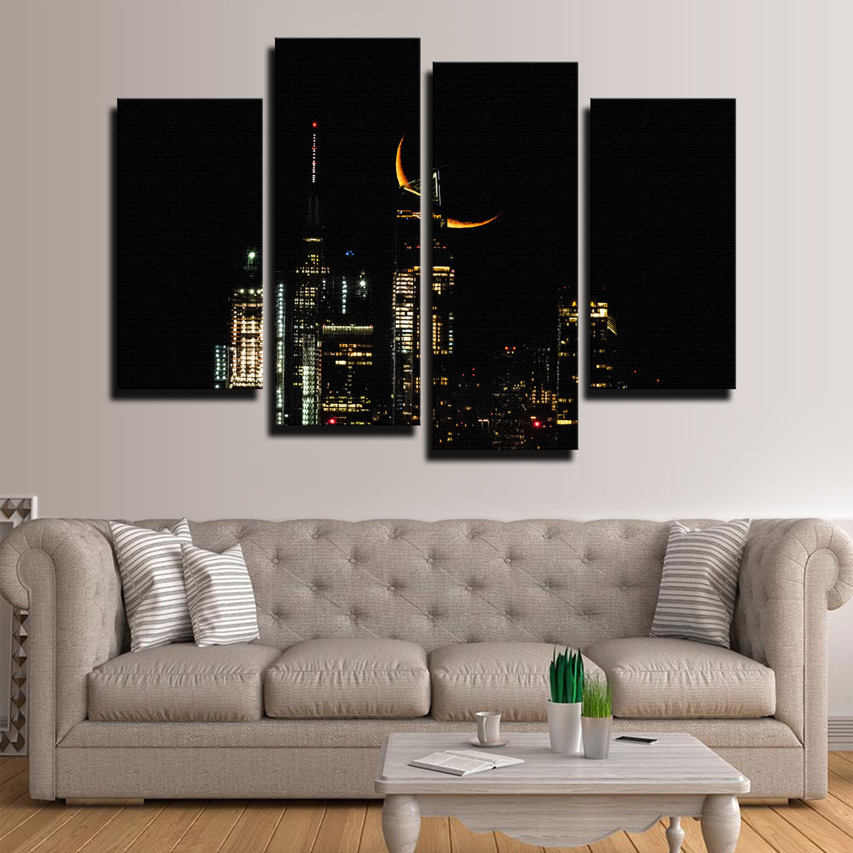 Moon and New York City Wall Art