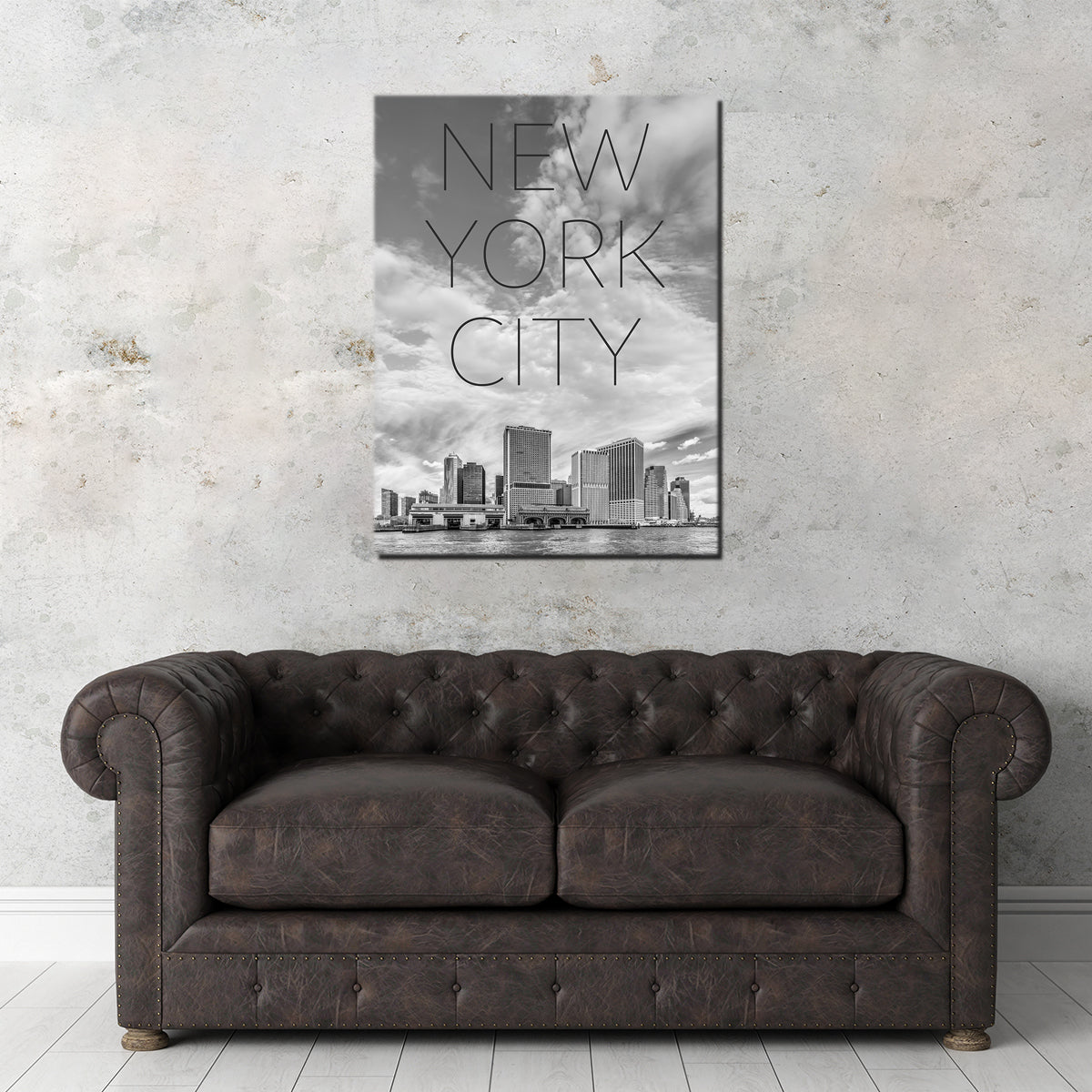 NYC Manhattan Bridge _ Text & Skyline Wall Art
