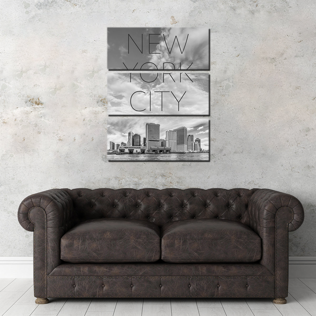 NYC Manhattan Bridge _ Text & Skyline Wall Art