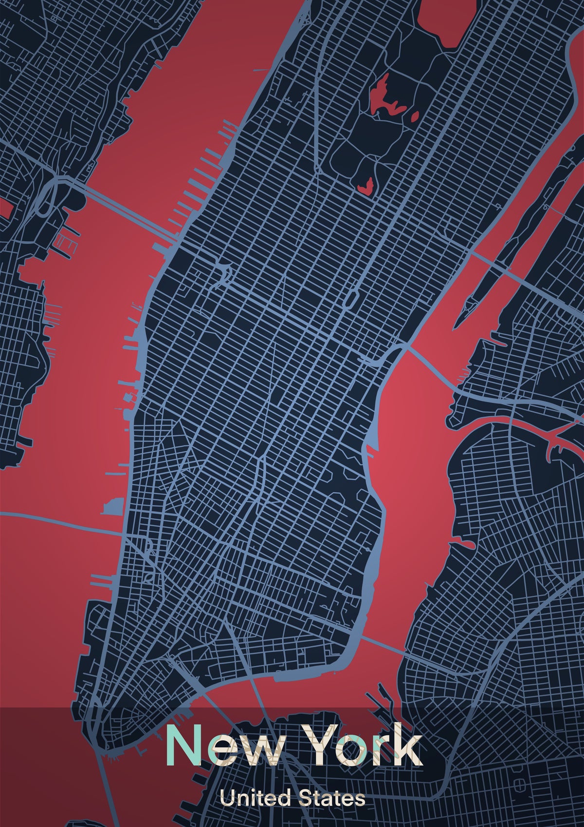 New York Map Wall Art