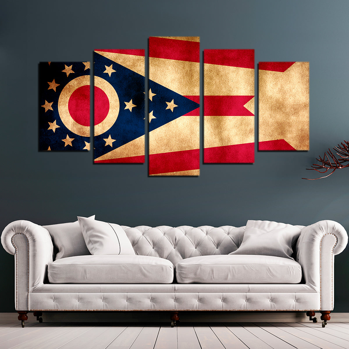 Ohio State Flag Grunge Wall Art