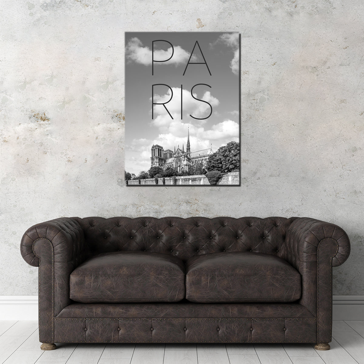 Paris Cathedral Notre Dame Grayscale Wall Art