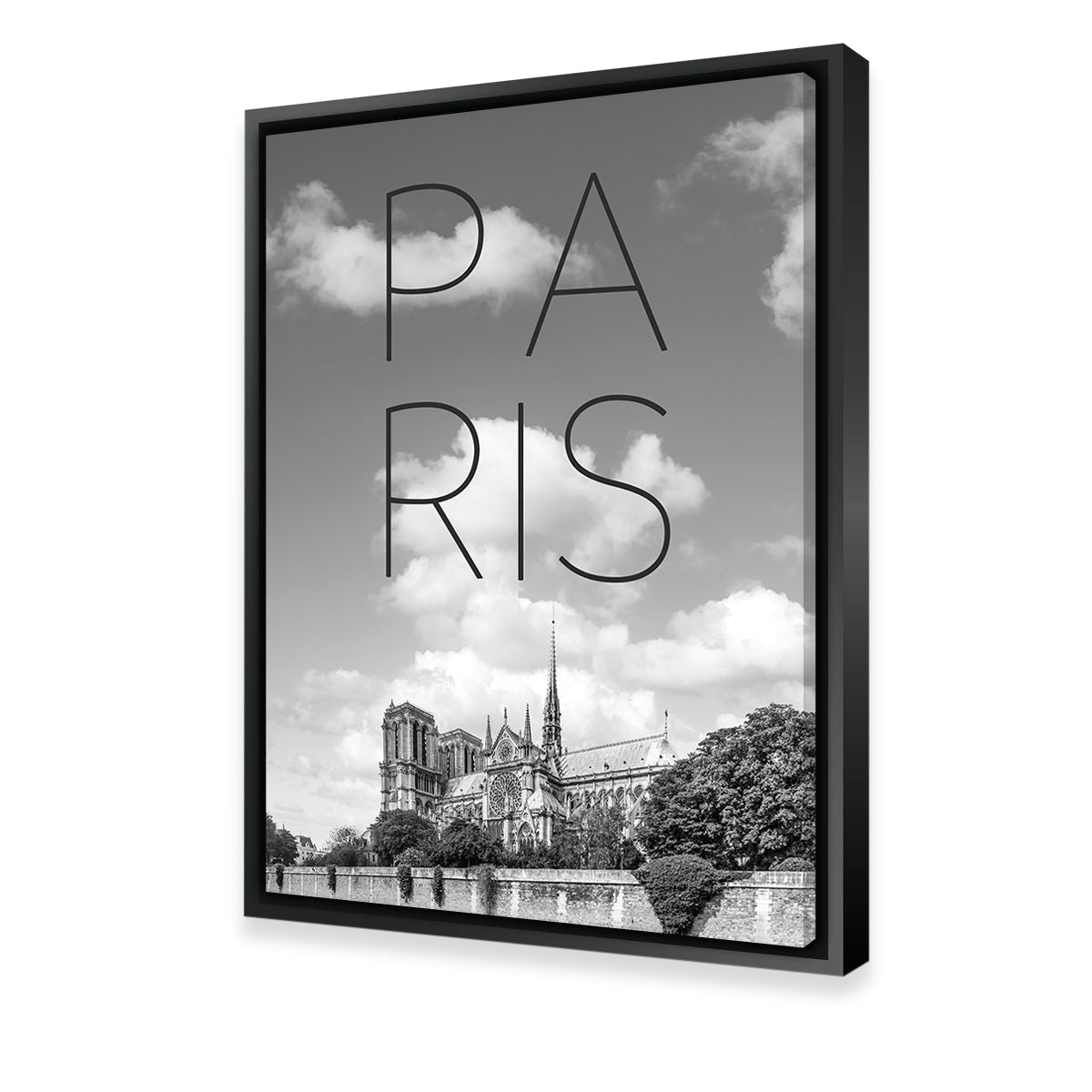 Paris Cathedral Notre Dame Grayscale Wall Art