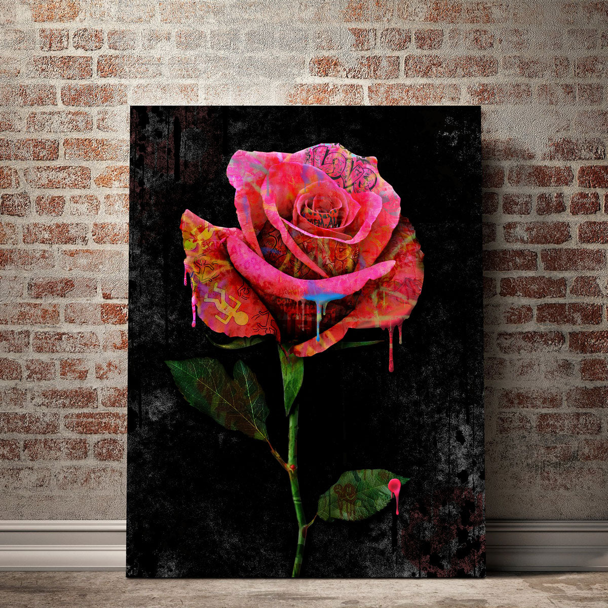 Paint Drip Rose Wall Art