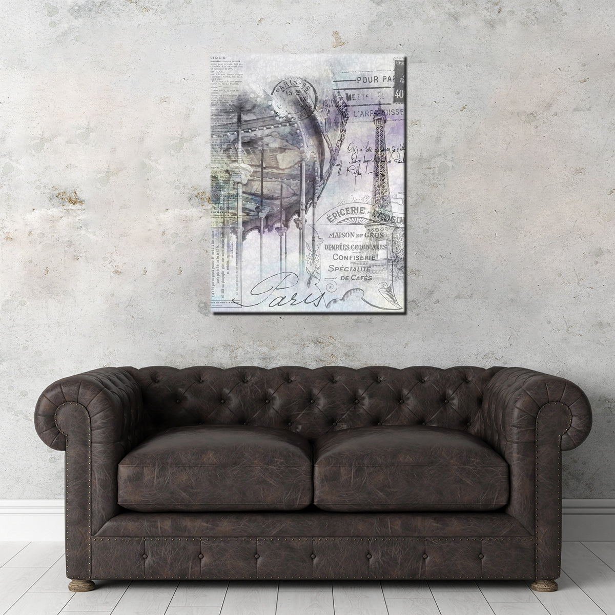Paris Collage - Eiffel Tower And Carousel Wall Art