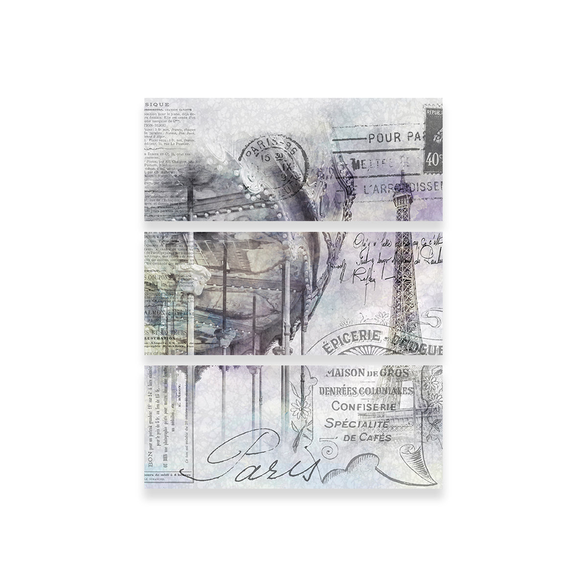 Paris Collage - Eiffel Tower And Carousel Wall Art
